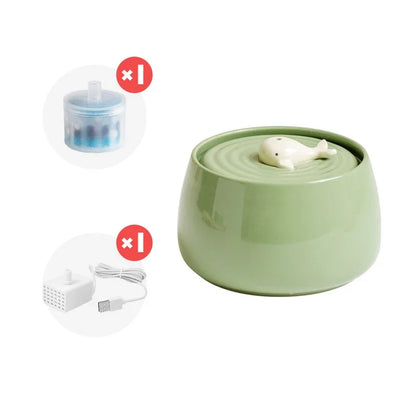 Ceramic Cat Water Fountain USB Charging Pet Water Feeders Dogs Automatic Circulating Filtration Flow Water Dispenser 1300ML